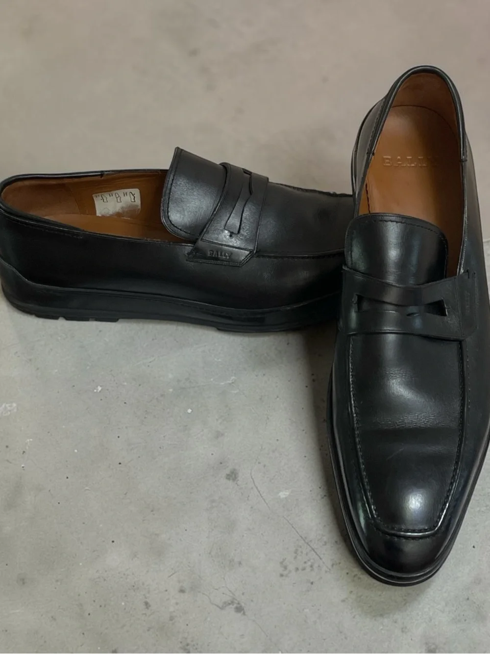 Bally Black Leather Penny Loafers